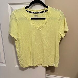 DKNY Light Yellow Short Sleeve V-Neck Tee